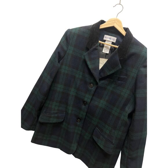 White Stag NWT Vintage Deadstock Green & Blue Wool Tartan Blazer - Picture 1 of 8